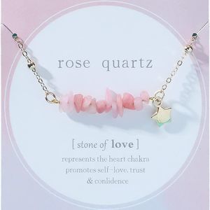 Natural Stone Amazonite Rose Quartz Amethyst Crystal Beaded Choker Necklace